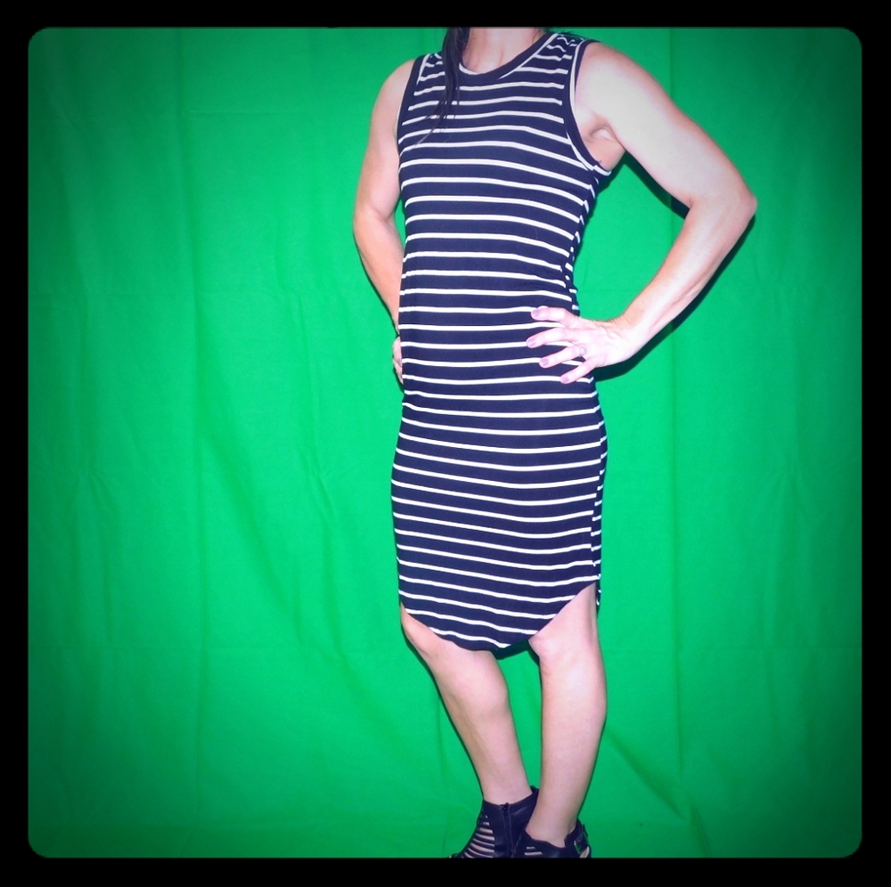 Rue21 Bodycon Dress black white striped